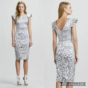 Alexis metallic leopard ruffle midi dress